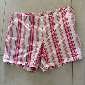 Lands' End Women's Striped Shorts in Pink and White
